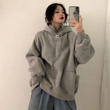 Load image into Gallery viewer, Hoodies Women Hooded Plus Velvet Thicker Long Sleeve Oversize Letter Embroidered Womens Hoodie Harajuku Korean Style Trendy Chic