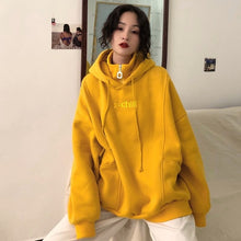 Load image into Gallery viewer, Hoodies Women Hooded Plus Velvet Thicker Long Sleeve Oversize Letter Embroidered Womens Hoodie Harajuku Korean Style Trendy Chic
