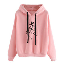Load image into Gallery viewer, Sweatshirts 2019 Print Womens Long Sleeve Hoody Jumper Pullover Top Blouse Femme Heart Love Pattern Sweatshirt Plus Size