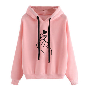 Sweatshirts 2019 Print Womens Long Sleeve Hoody Jumper Pullover Top Blouse Femme Heart Love Pattern Sweatshirt Plus Size