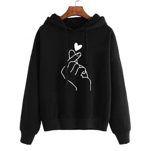 Sweatshirts 2019 Print Womens Long Sleeve Hoody Jumper Pullover Top Blouse Femme Heart Love Pattern Sweatshirt Plus Size