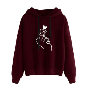 Sweatshirts 2019 Print Womens Long Sleeve Hoody Jumper Pullover Top Blouse Femme Heart Love Pattern Sweatshirt Plus Size