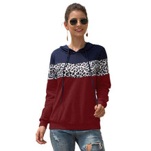 Load image into Gallery viewer, 2019 autumn and winter new women&#39;s  jacket with hooded shirt hot leopard stitching hooded drawstring women
